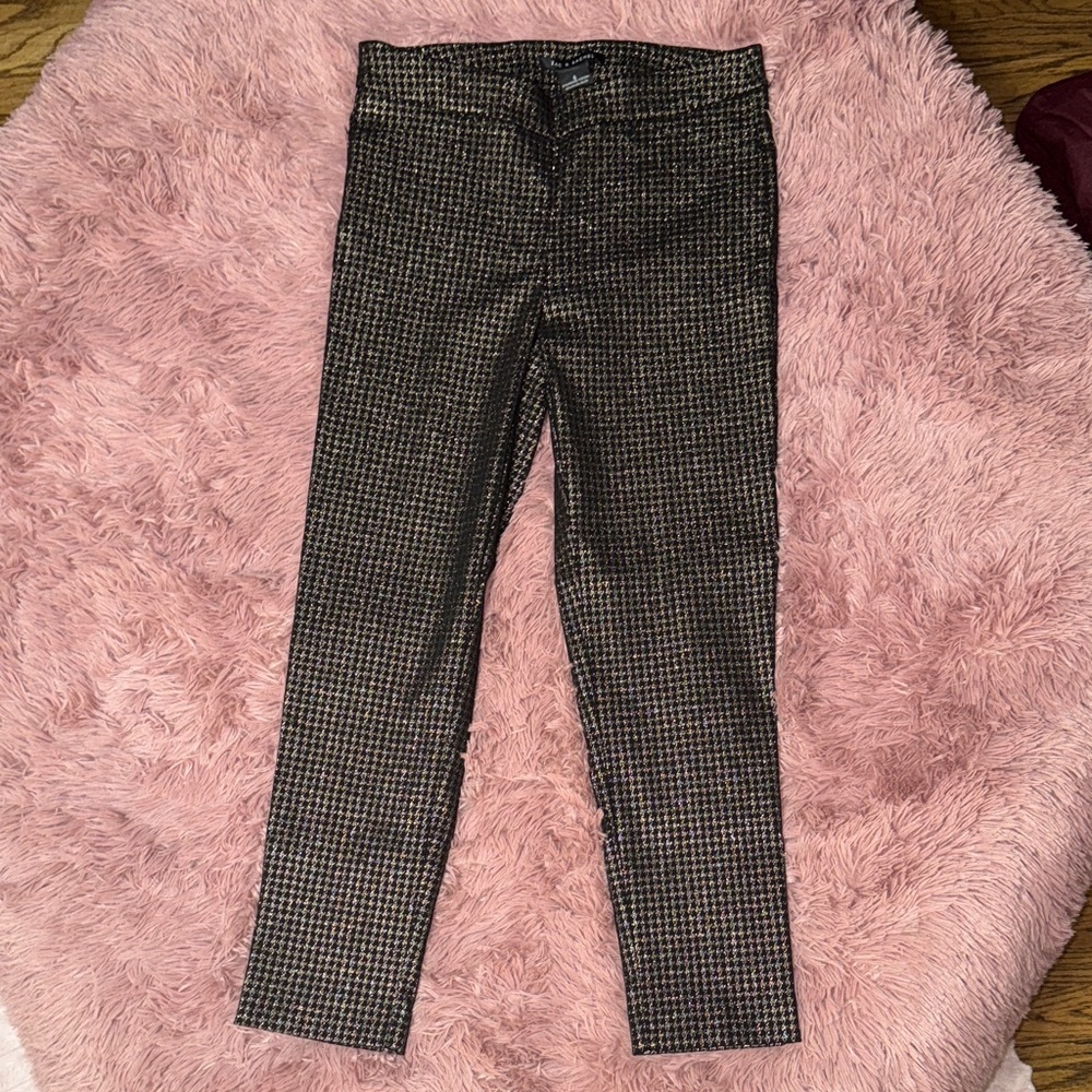 Zac & Rachel Women’s Black & Gold  Houndstooth Stretch Leggings